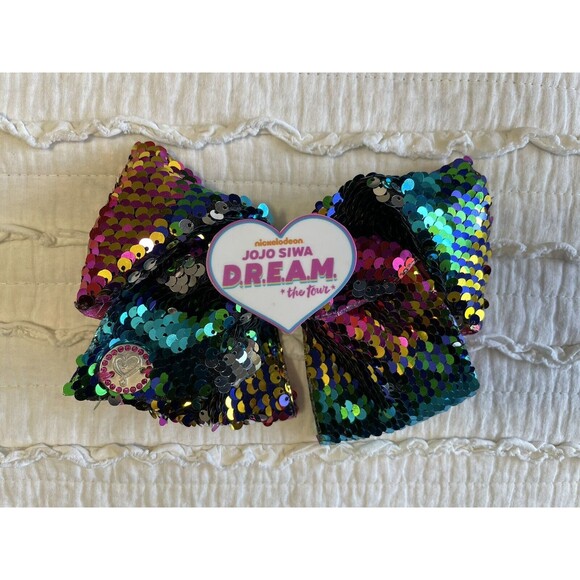 Nickelodeon JoJo Siwa D.R.E.A.M The Tour Merch Bow Glows Large Sequins Rainbow - Picture 1 of 7